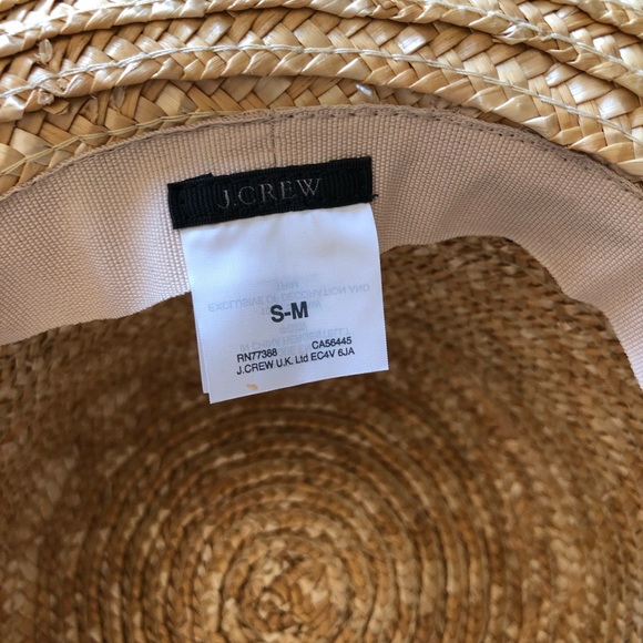 J Crew Straw Sun Hat With Blue Striped Band - Picture 5 of 5